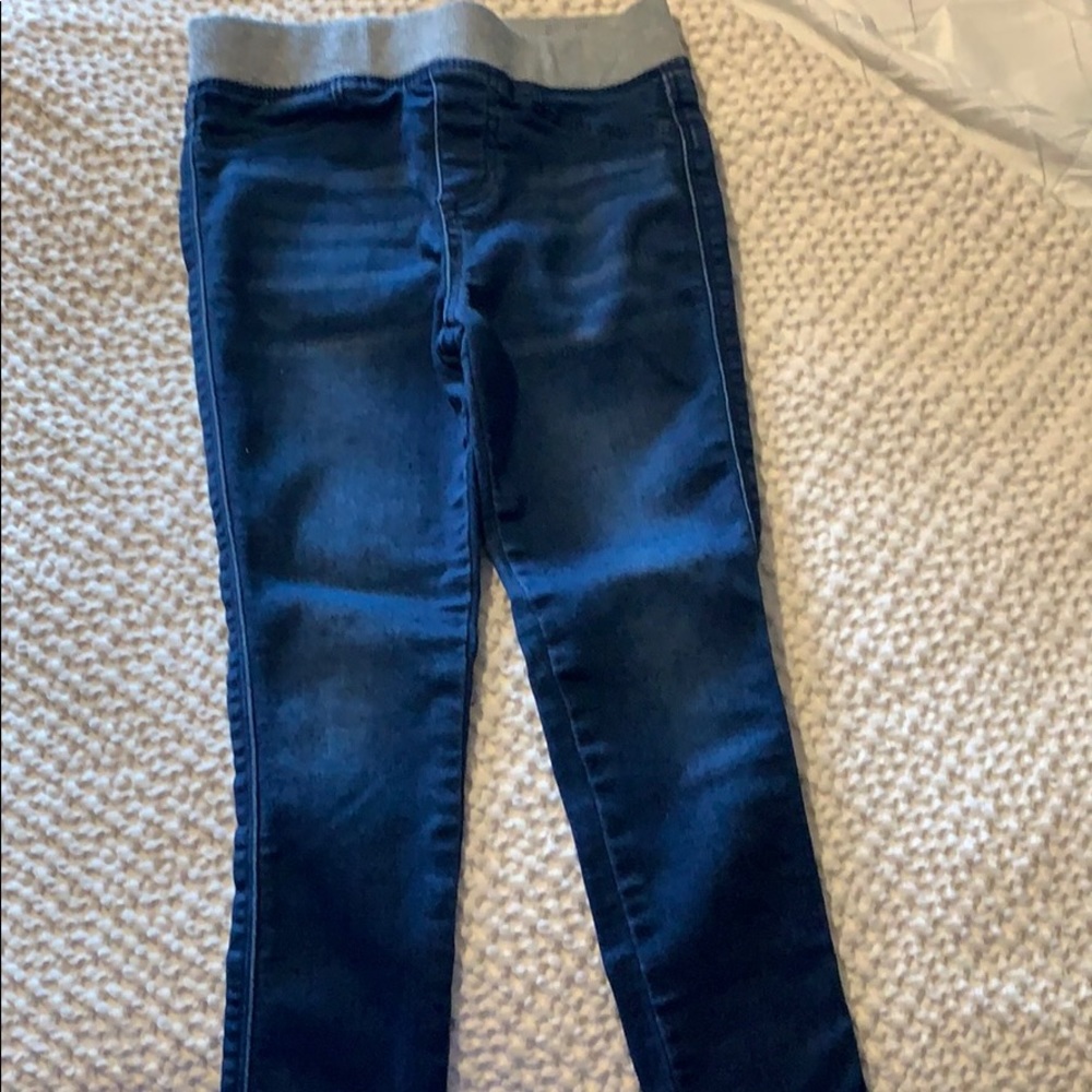 Copper key elastic waistband jeans